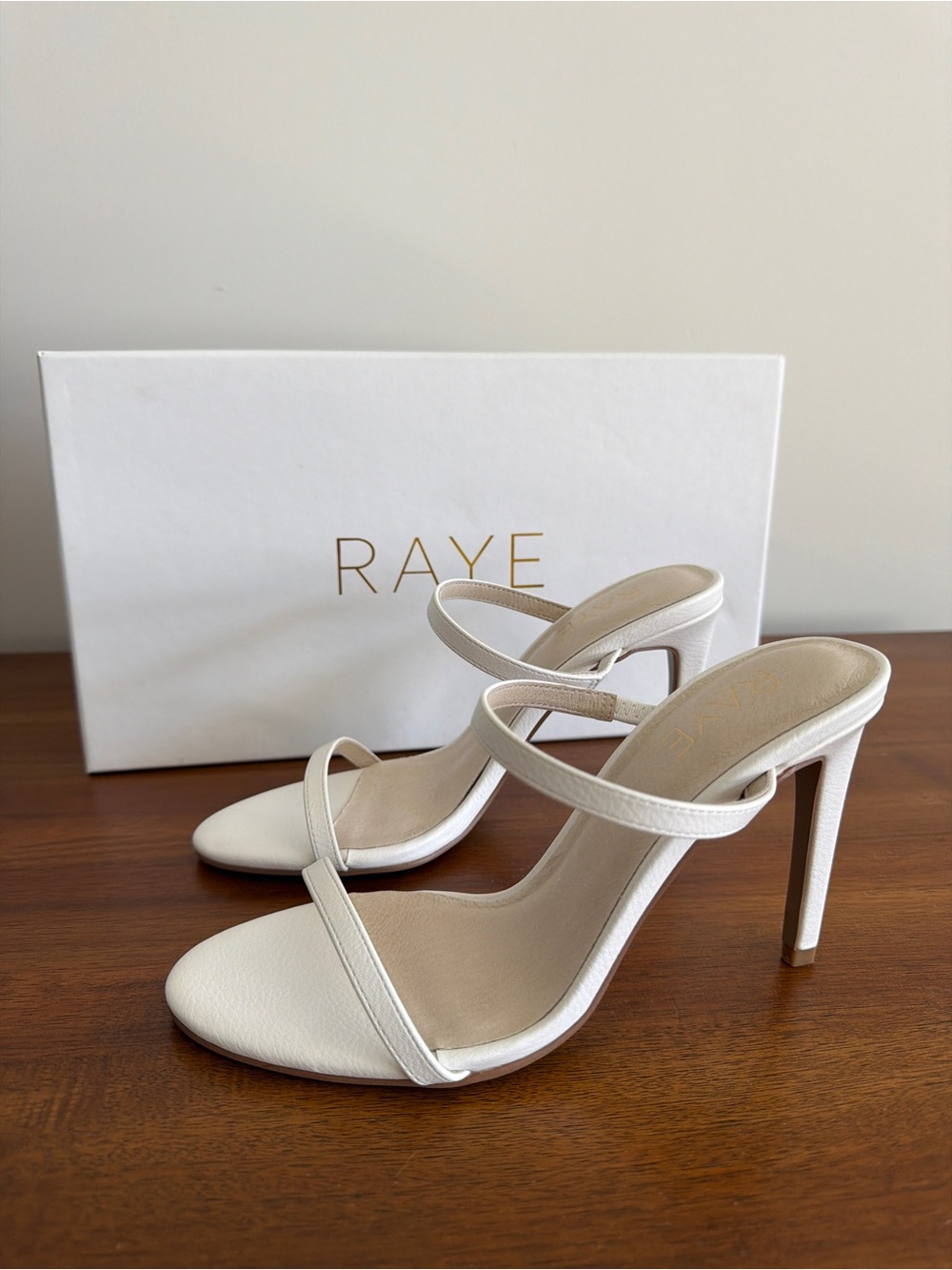 RAYE White Double-Strap Stiletto Nina Heels